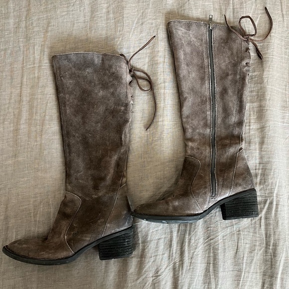 Born Shoes - BORN Tall Gray Suede Boots